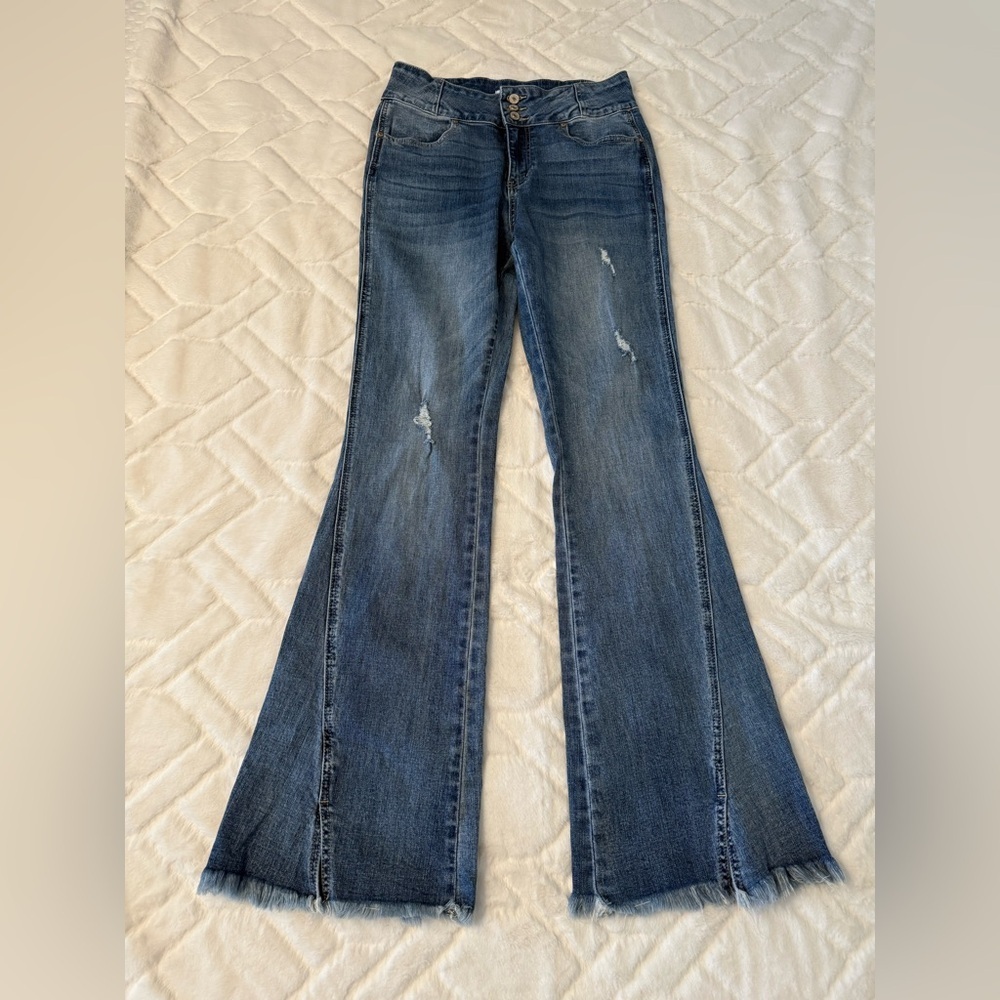 KanCan Flare Distressed Blue Jeans - Picture 4 of 11